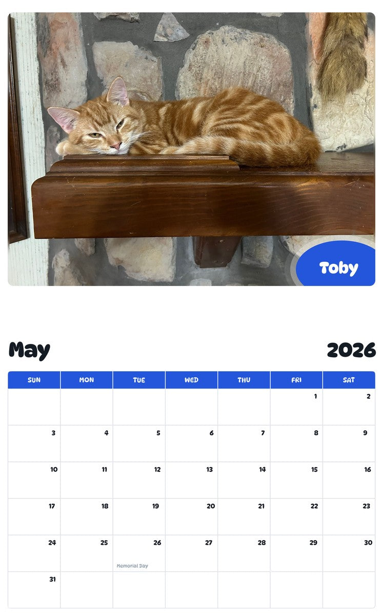2026 - 2027 Toby - Pawidols Pet Calendar