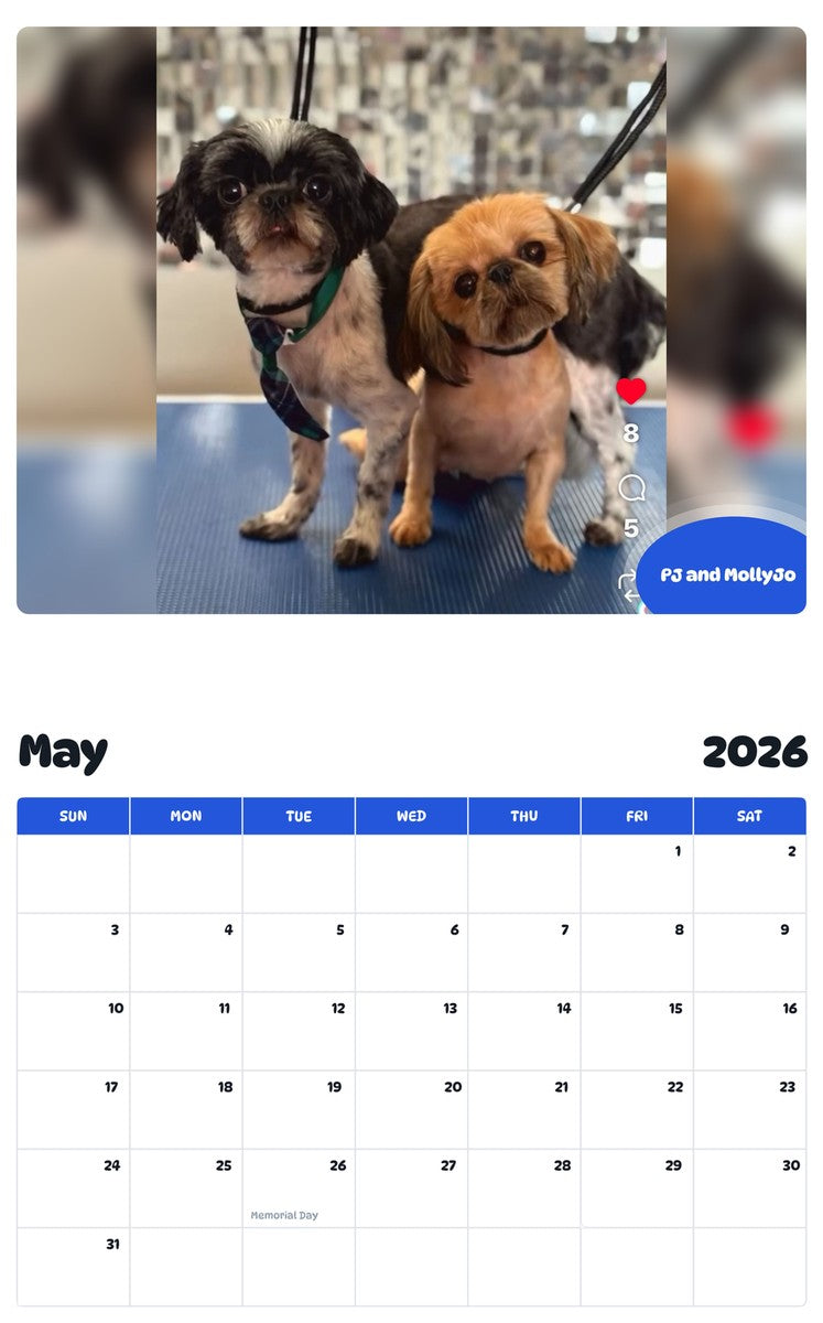 2026 - 2027 PJ and MollyJo - Pawidols Pet Calendar