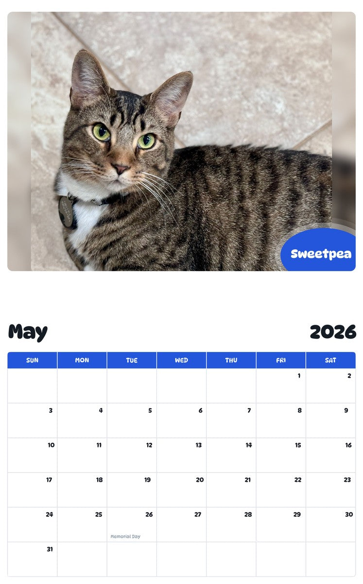 2026 - 2027 Sweetpea - Pawidols Pet Calendar