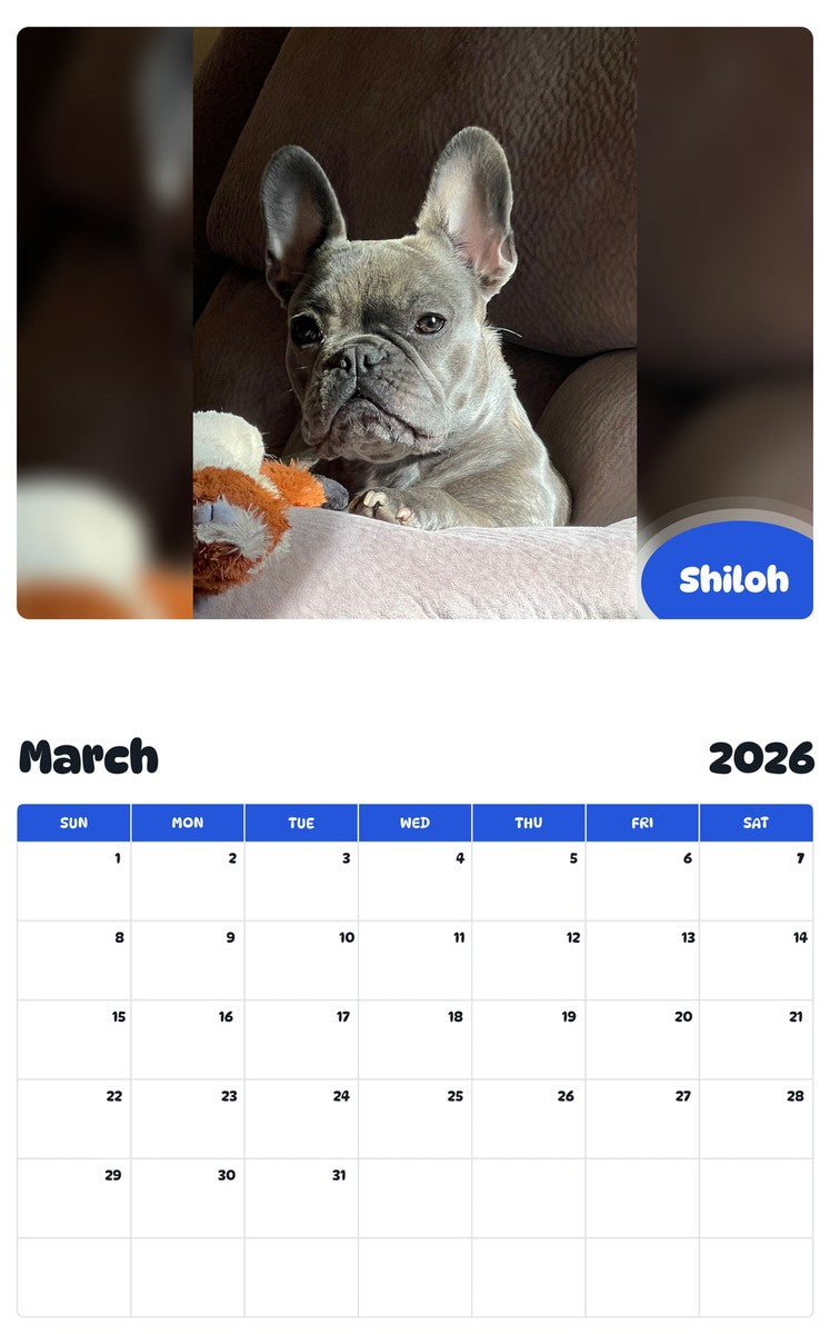 November 2025 - October 2026 Shiloh - Pawidols Pet Calendar