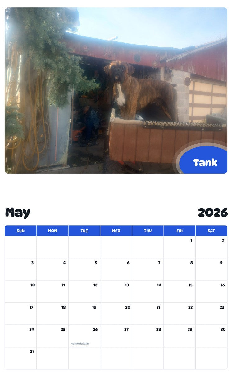 2026 - 2027 Tank - Pawidols Pet Calendar