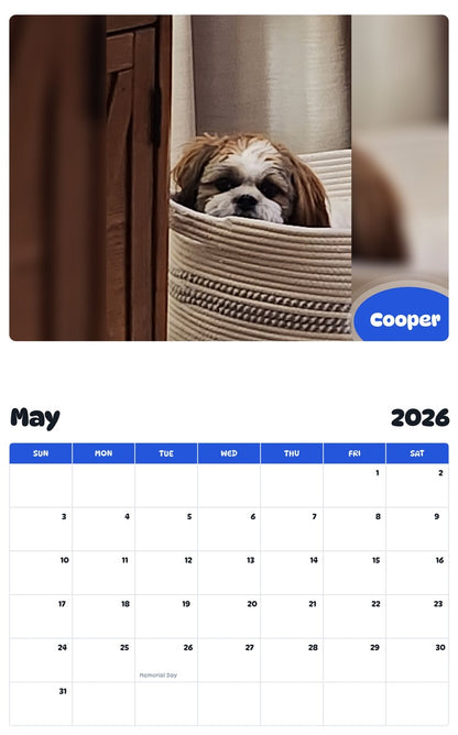 2026 - 2027 Cooper - Pawidols Pet Calendar