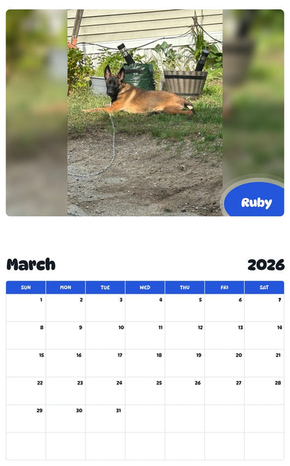 November 2025 - October 2026 Ruby - Pawidols Pet Calendar