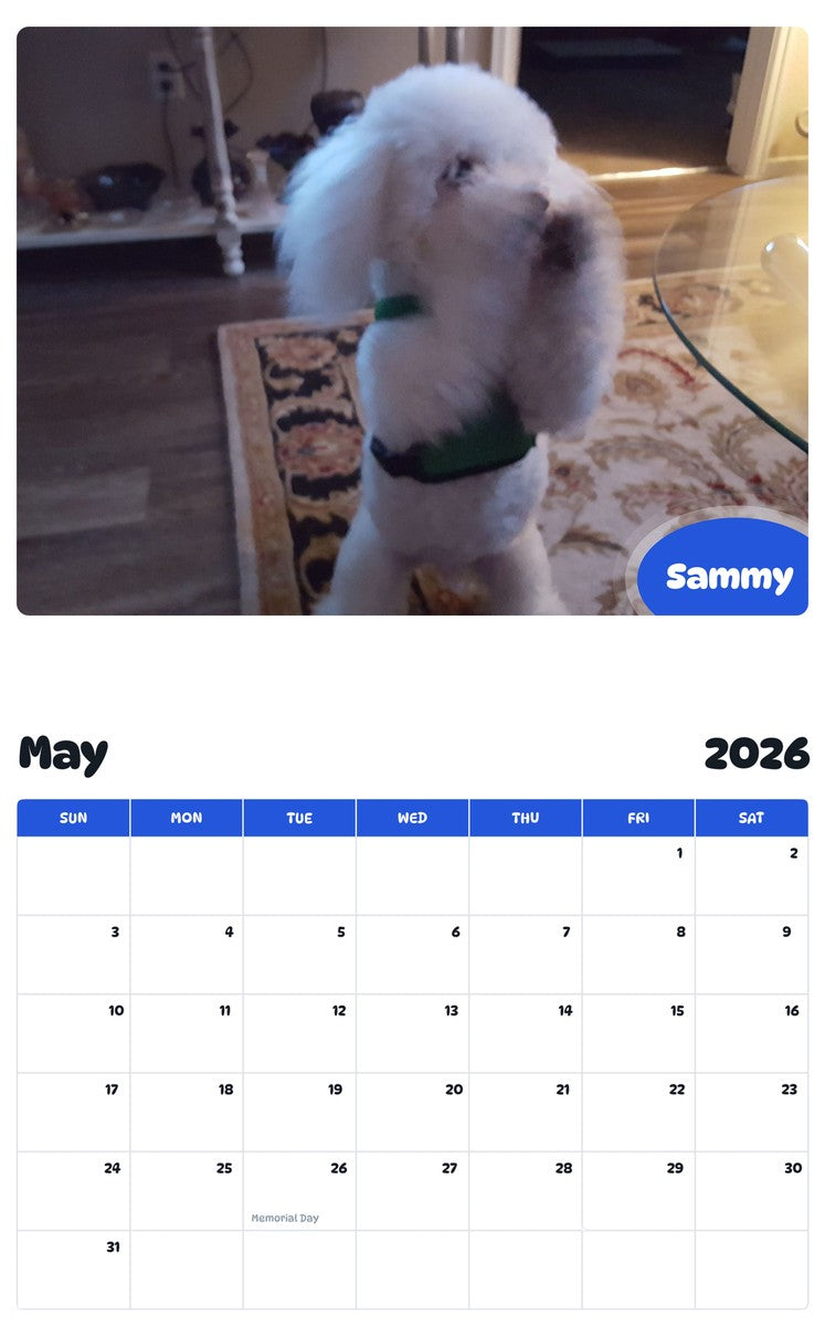 2026 - 2027 Sammy - Pawidols Pet Calendar