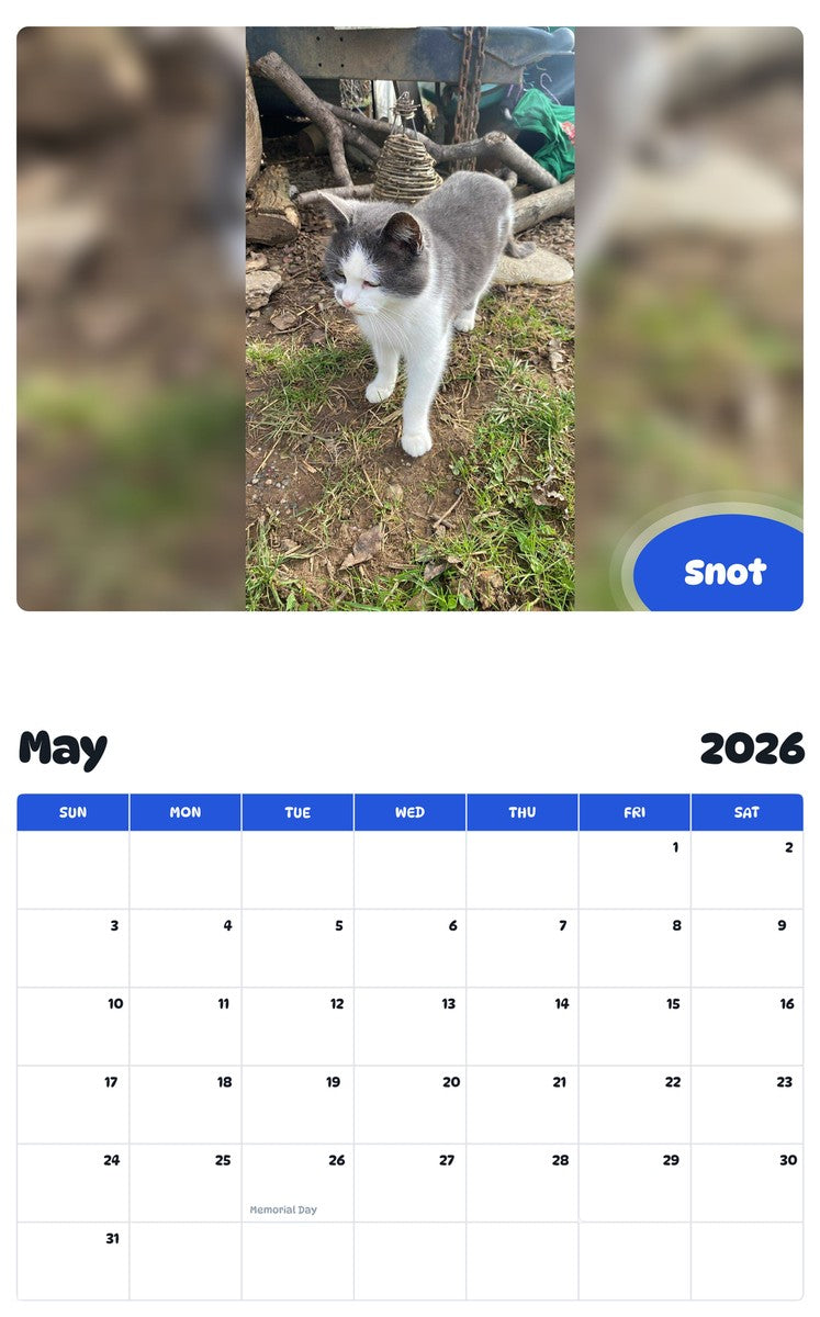 2026 - 2027 Snot - Pawidols Pet Calendar