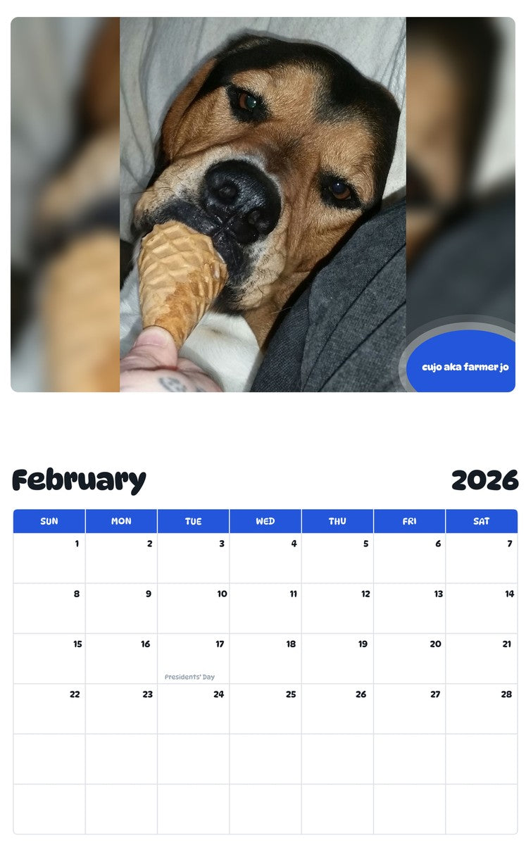 October 2025 - September 2026 cujo aka farmer jo - Pawidols Pet Calendar
