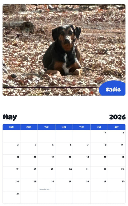 2026 - 2027 Sadie - Pawidols Pet Calendar