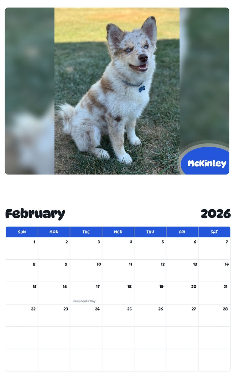 October 2025 - September 2026 McKinley - Pawidols Pet Calendar