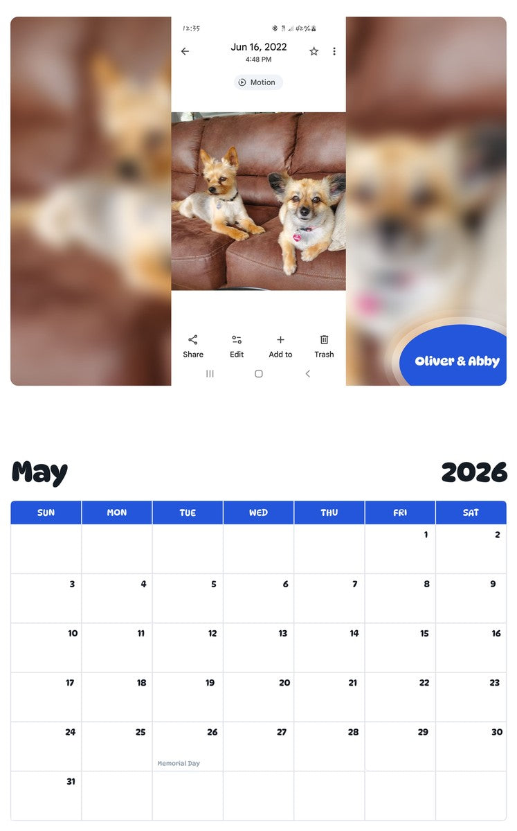 2026 - 2027 Oliver & Abby - Pawidols Pet Calendar