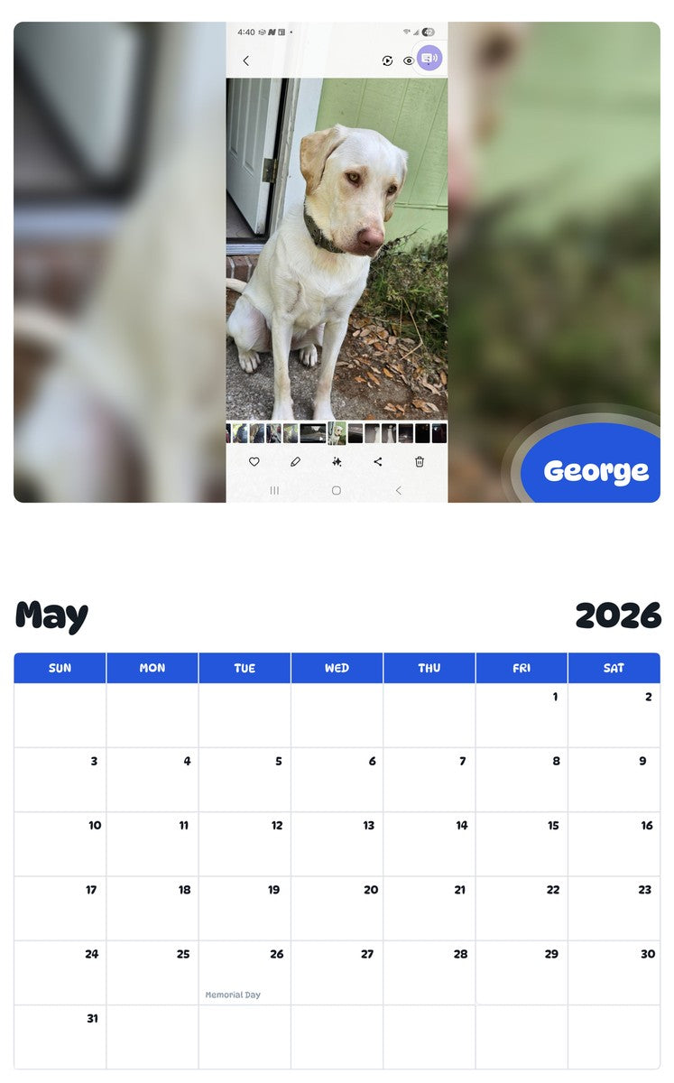 2026 - 2027 George - Pawidols Pet Calendar