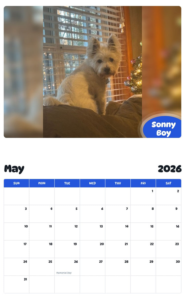 2026 - 2027 Sonny Boy - Pawidols Pet Calendar
