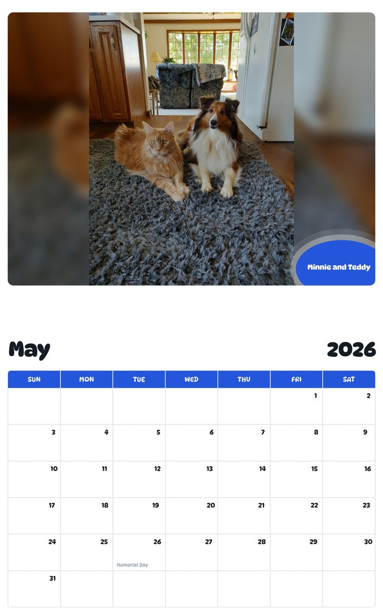 2026 - 2027 Minnie and Teddy - Pawidols Pet Calendar