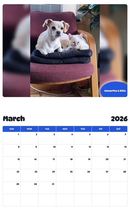 November 2025 - October 2026 Samantha & Billie - Pawidols Pet Calendar
