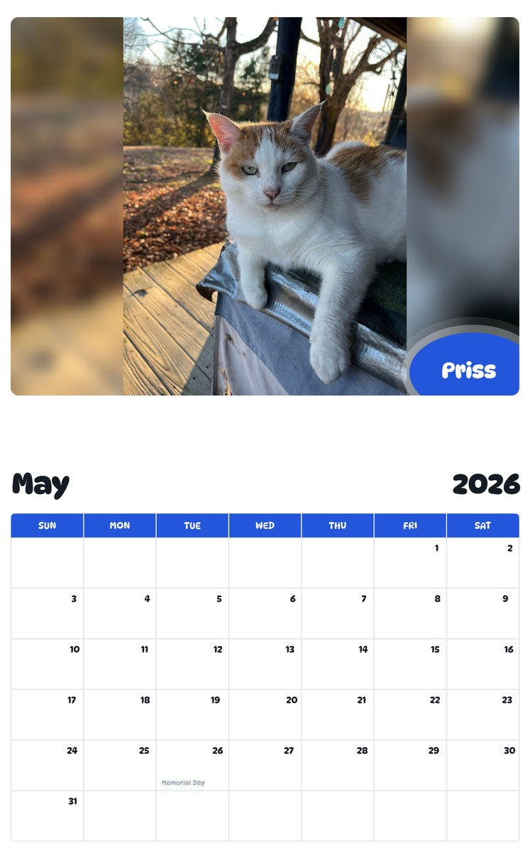 2026 - 2027 Priss - Pawidols Pet Calendar