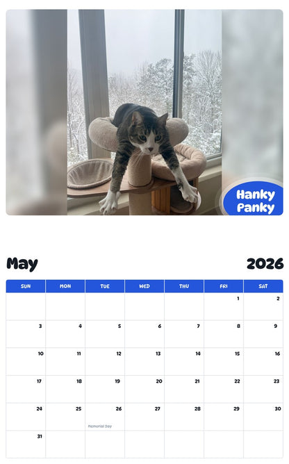2026 - 2027 Hanky Panky - Pawidols Pet Calendar