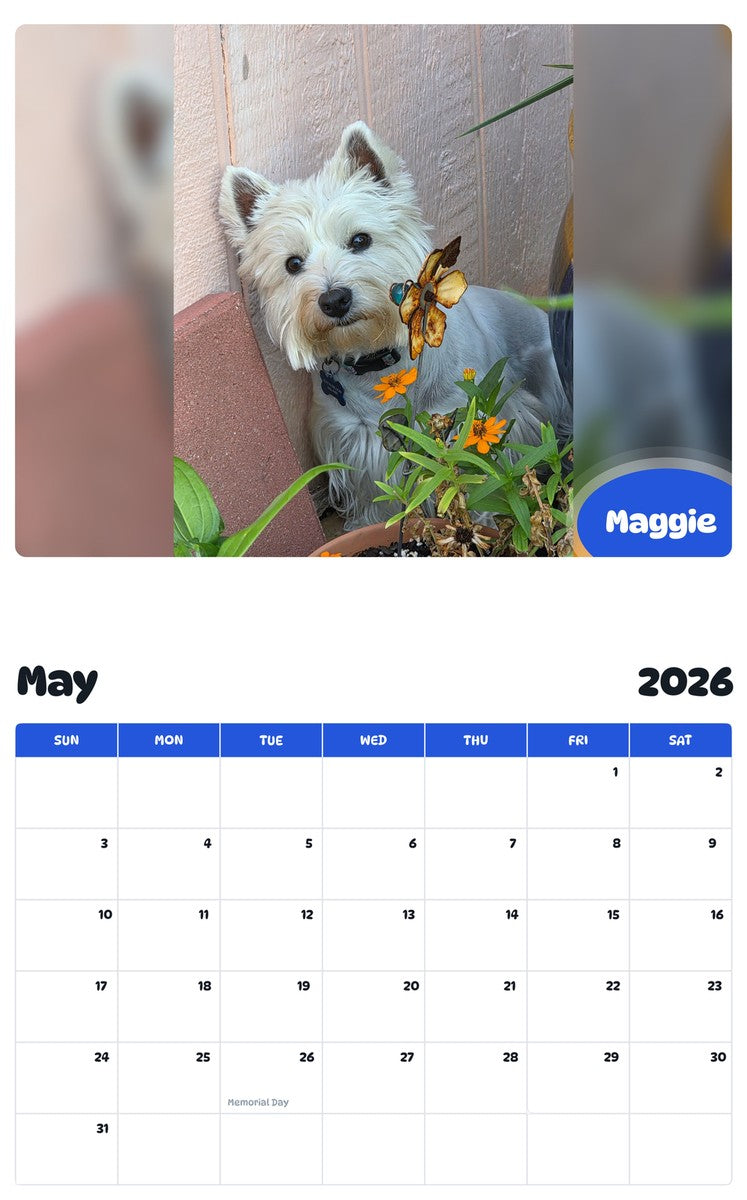2026 - 2027 Maggie - Pawidols Pet Calendar