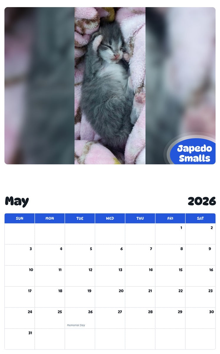 2026 - 2027 Japedo Smalls - Pawidols Pet Calendar