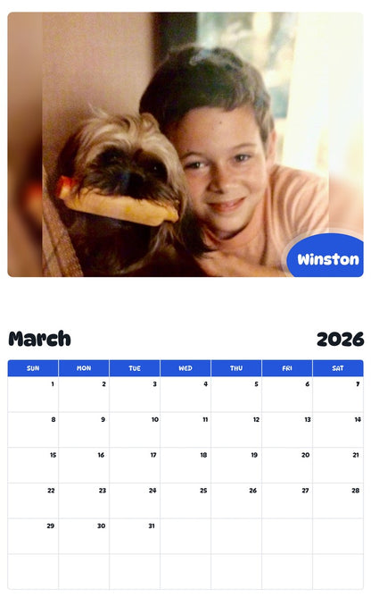 November 2025 - October 2026 Winston - Pawidols Pet Calendar