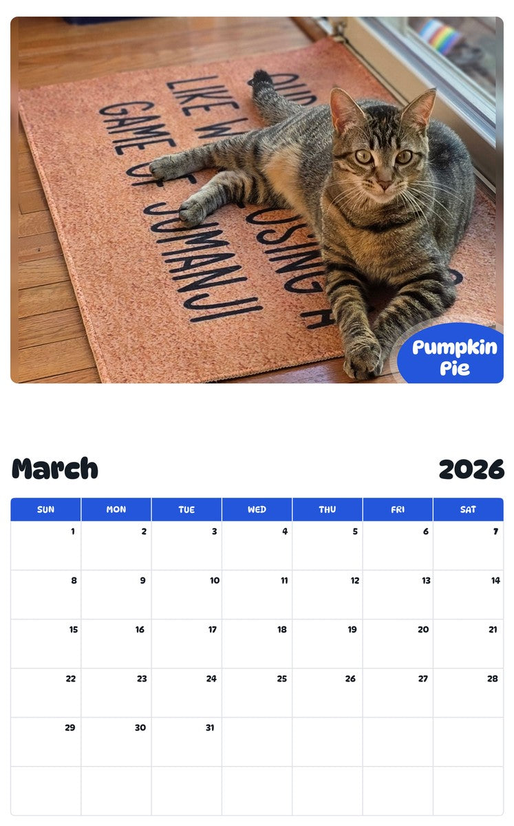 November 2025 - October 2026 Pumpkin Pie - Pawidols Pet Calendar