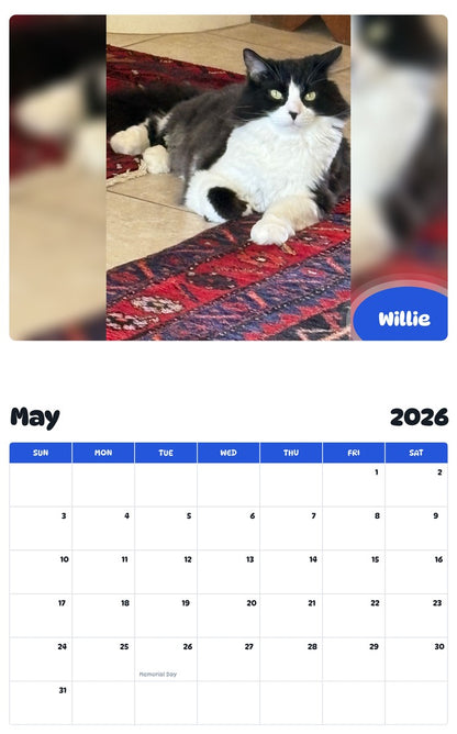 2026 - 2027 Willie - Pawidols Pet Calendar