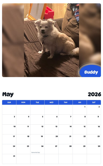 2026 - 2027 Buddy - Pawidols Pet Calendar