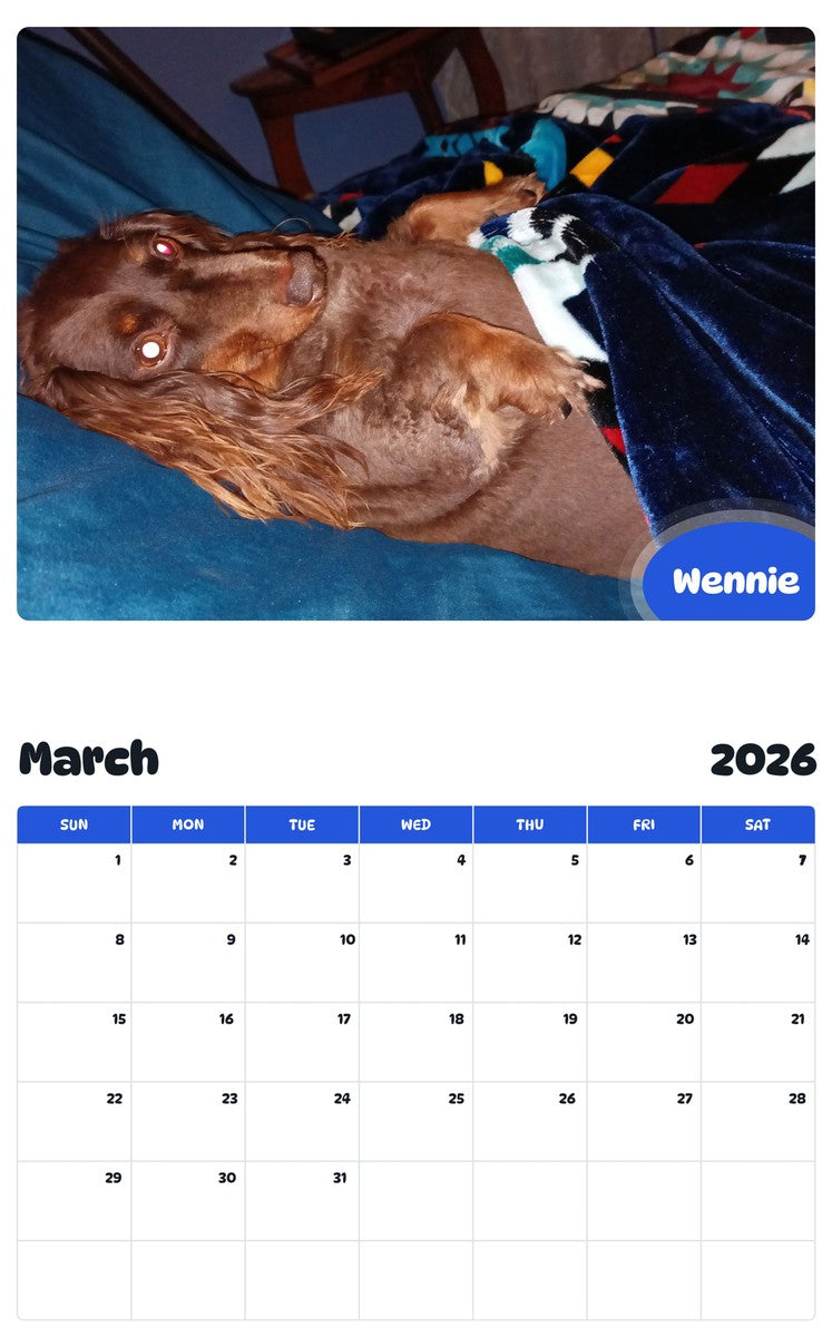 November 2025 - October 2026 Wennie - Pawidols Pet Calendar