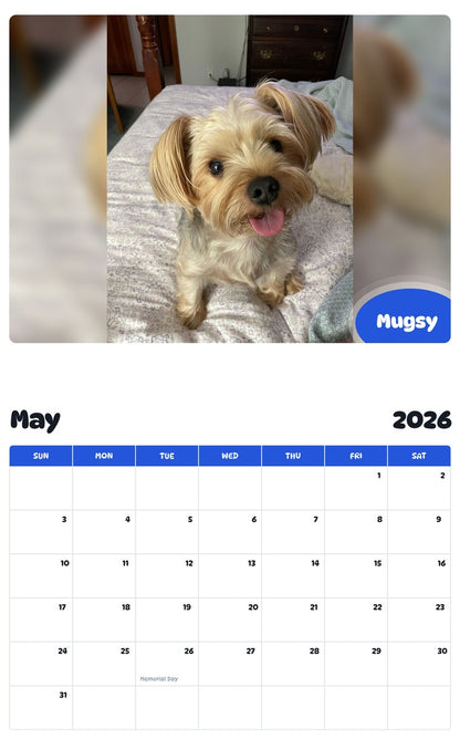 2026 - 2027 Mugsy - Pawidols Pet Calendar