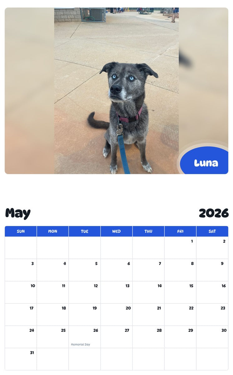 2026 - 2027 Luna - Pawidols Pet Calendar