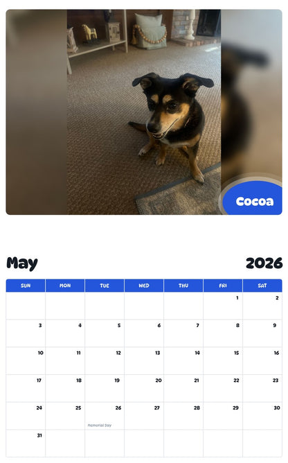 2026 - 2027 Cocoa - Pawidols Pet Calendar