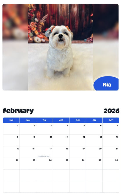 November 2025 - October 2026 Mia - Pawidols Pet Calendar