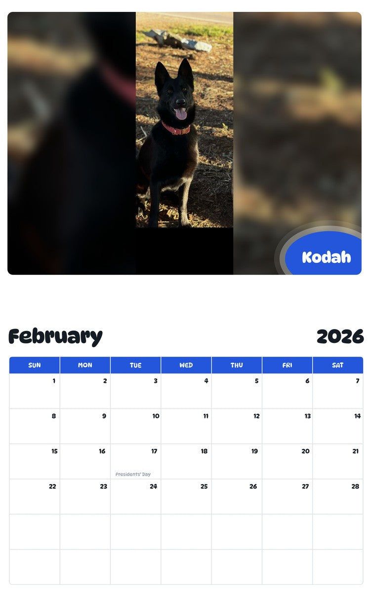 October 2025 - September 2026 Kodah - Pawidols Pet Calendar