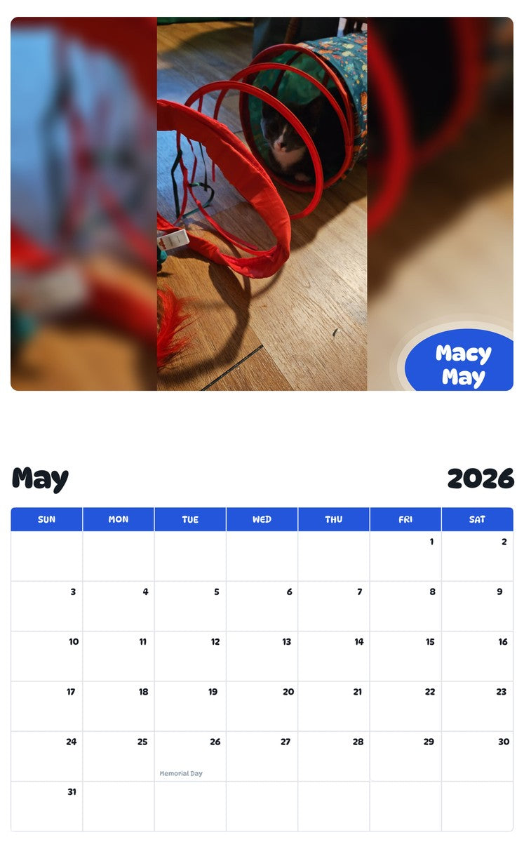 2026 - 2027 Macy May - Pawidols Pet Calendar