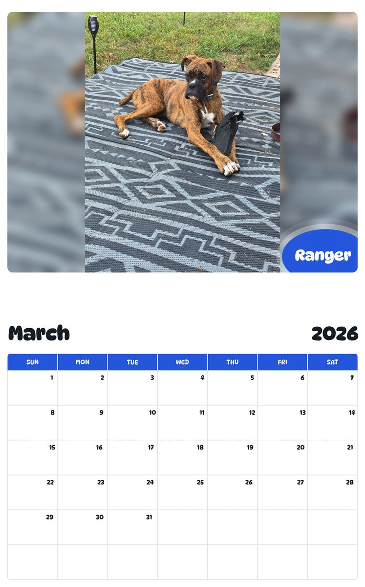November 2025 - October 2026 Ranger - Pawidols Pet Calendar