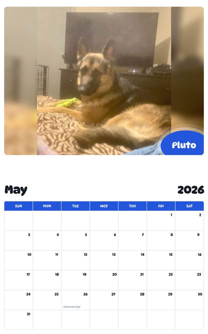 2026 - 2027 Pluto - Pawidols Pet Calendar