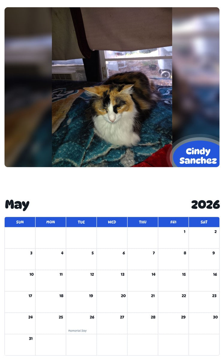 2026 - 2027 Cindy Sanchez - Pawidols Pet Calendar