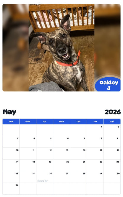2026 - 2027 Oakley J - Pawidols Pet Calendar