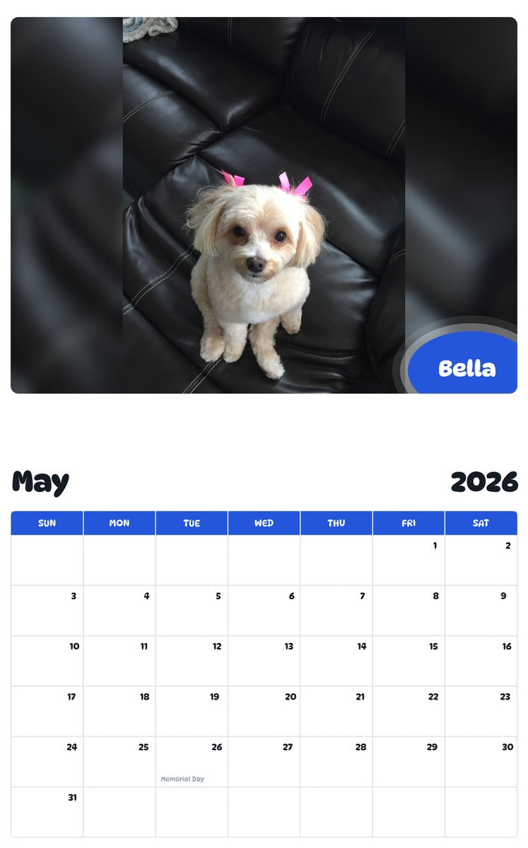 2026 - 2027 Bella - Pawidols Pet Calendar