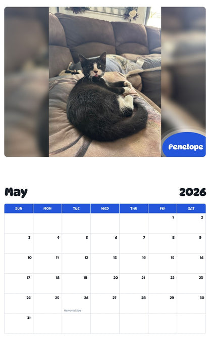 2026 - 2027 Penelope - Pawidols Pet Calendar