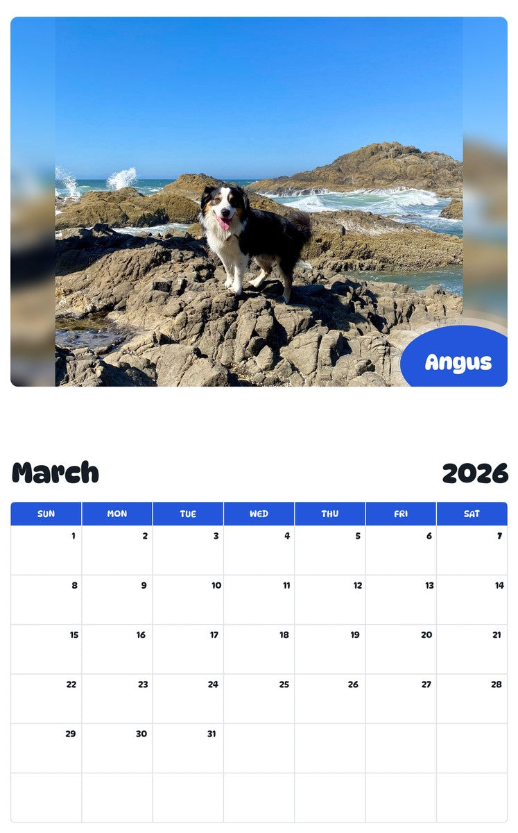 November 2025 - October 2026 Angus - Pawidols Pet Calendar