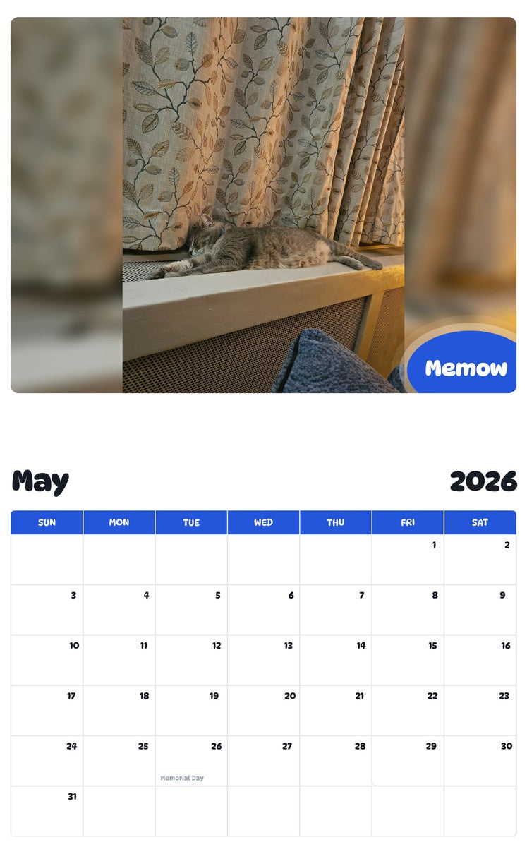 2026 - 2027 Memow - Pawidols Pet Calendar