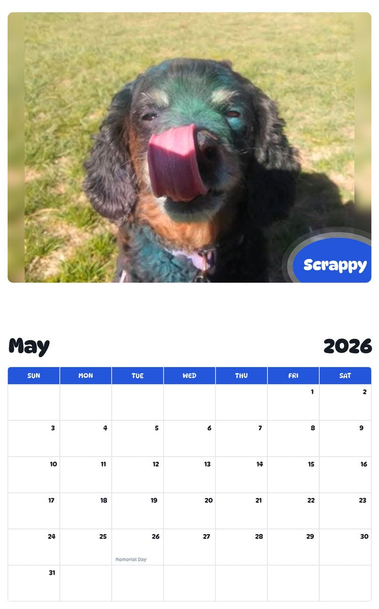2026 - 2027 Scrappy - Pawidols Pet Calendar