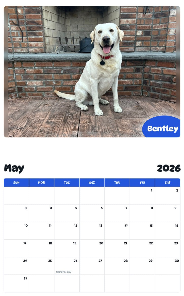 2026 - 2027 Bentley - Pawidols Pet Calendar