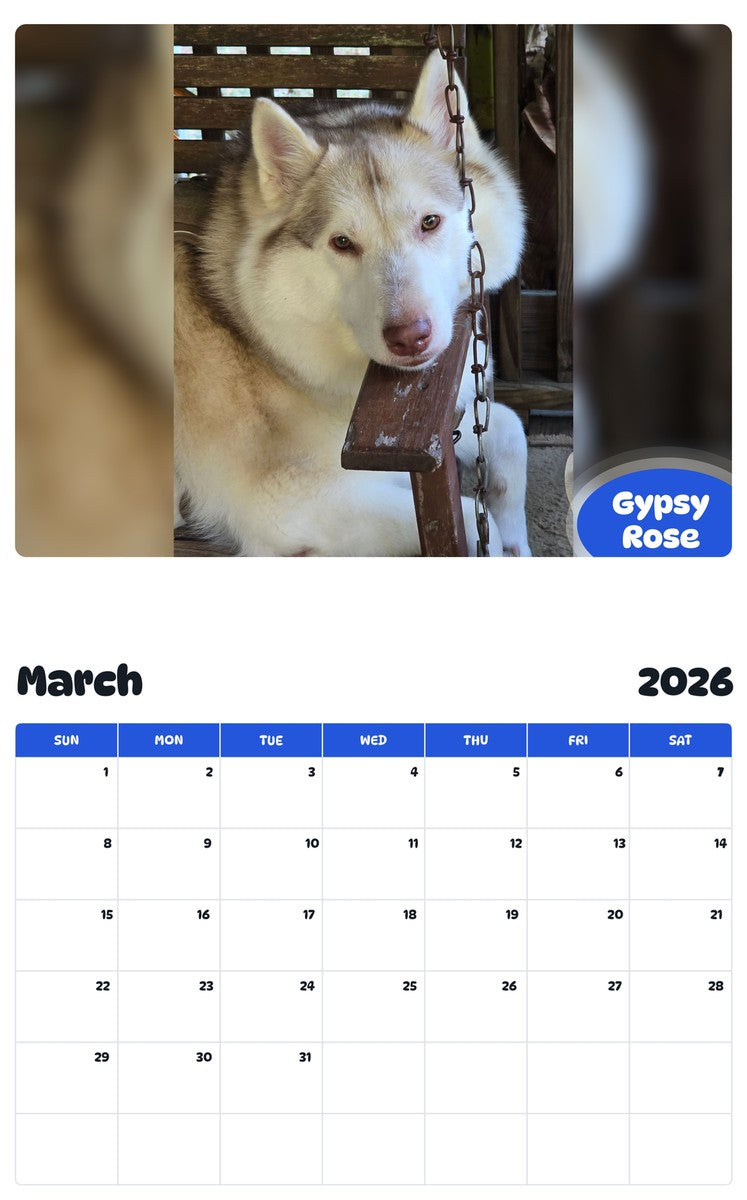 November 2025 - October 2026 Gypsy Rose - Pawidols Pet Calendar
