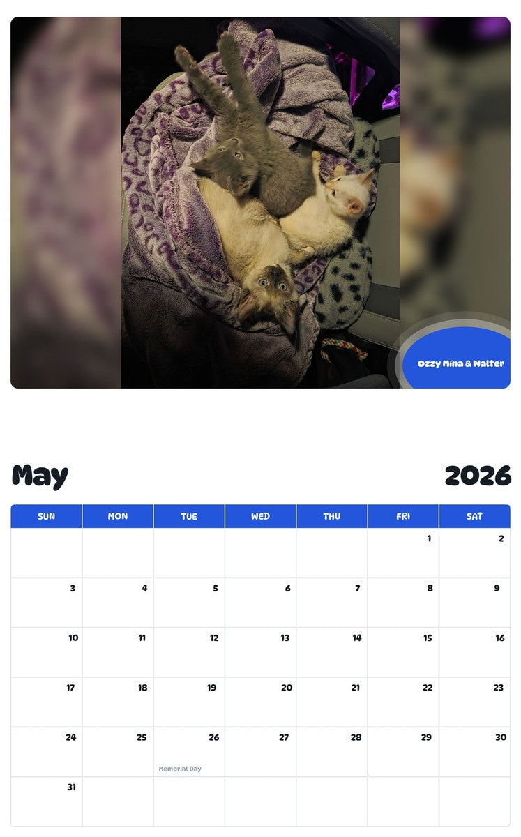 2026 - 2027 Ozzy Mína & Walter - Pawidols Pet Calendar
