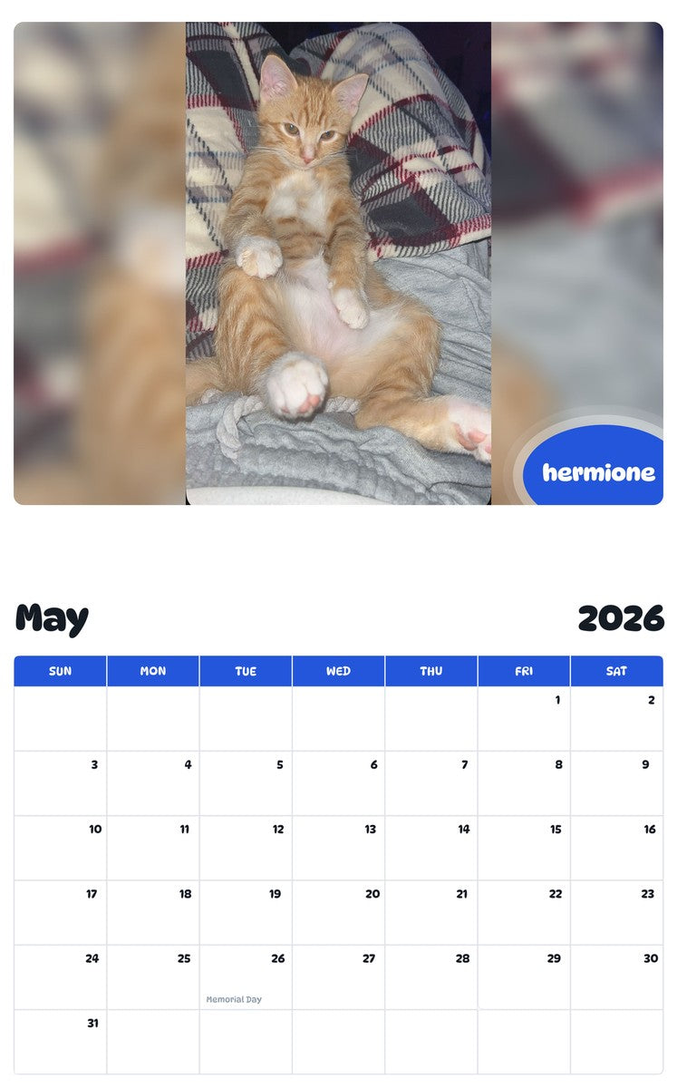 2026 - 2027 hermione - Pawidols Pet Calendar