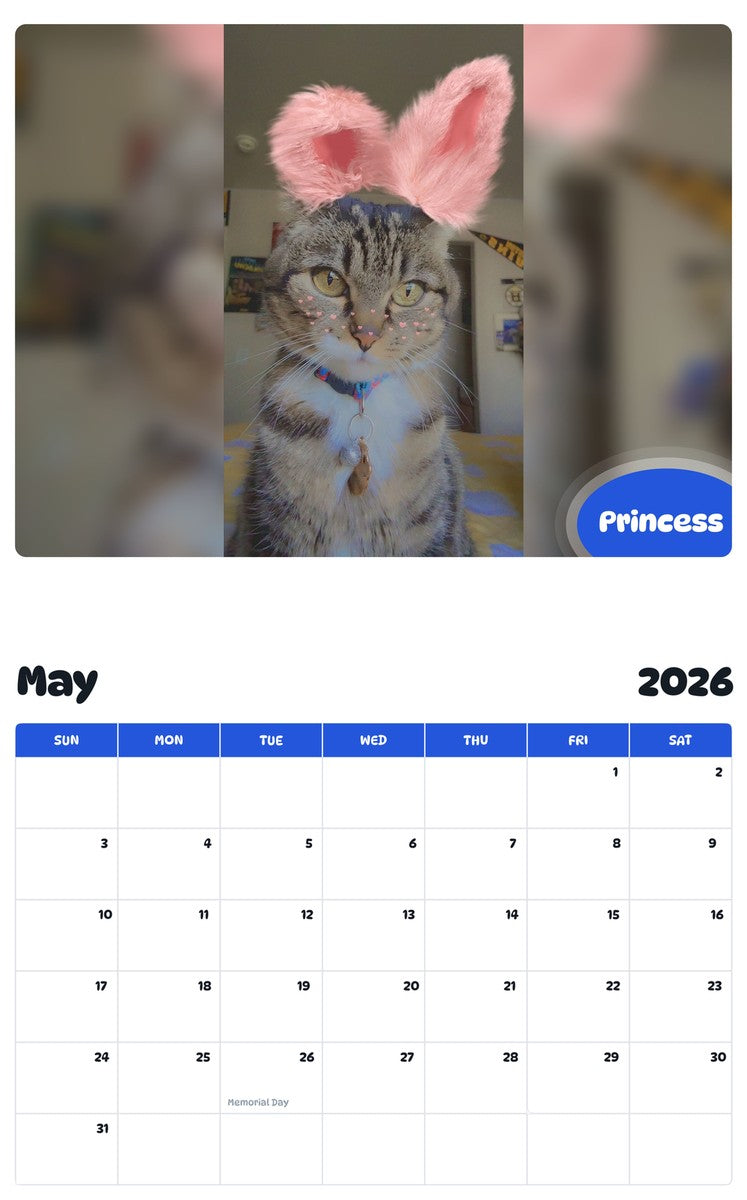 2026 - 2027 Princess - Pawidols Pet Calendar