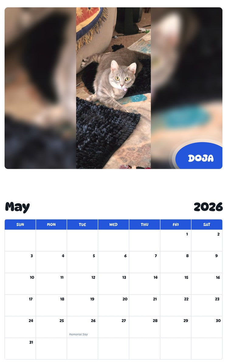 2026 - 2027 DOJA - Pawidols Pet Calendar