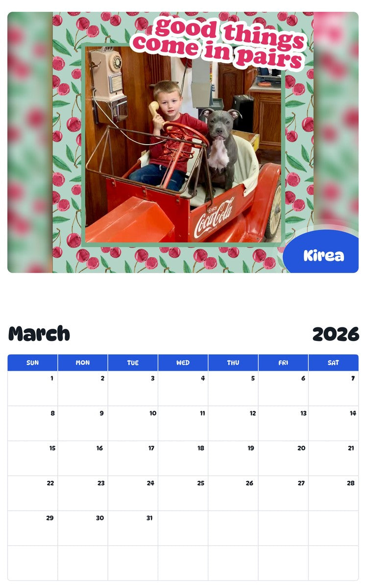November 2025 - October 2026 Kirea - Pawidols Pet Calendar