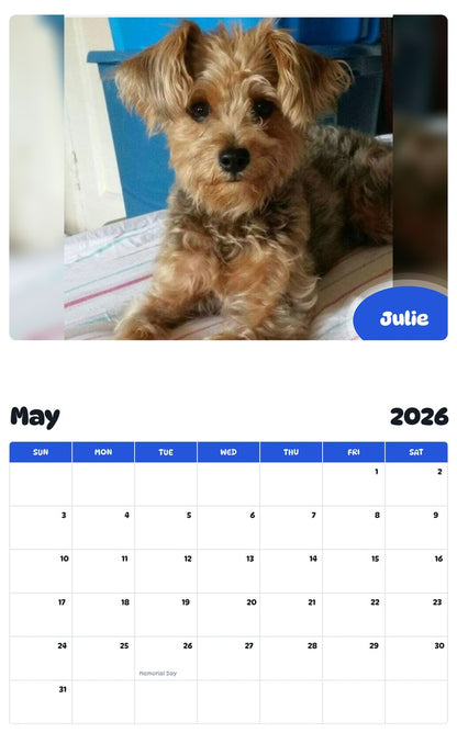 2026 - 2027 Julie - Pawidols Pet Calendar