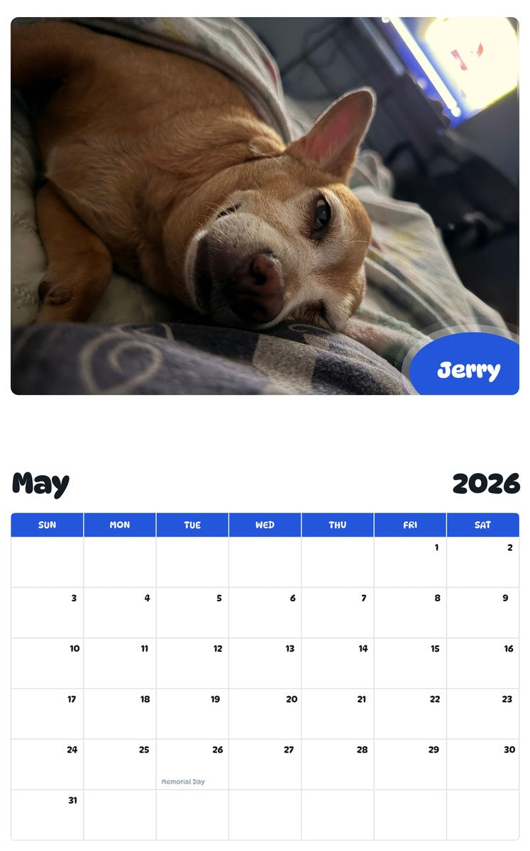 2026 - 2027 Jerry - Pawidols Pet Calendar
